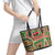 Darfur Sudan Leather Tote Bag with Red Green Beige Tribal Pattern - Wonder Print Shop