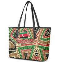 Darfur Sudan Leather Tote Bag with Red Green Beige Tribal Pattern - Wonder Print Shop