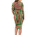 Darfur Sudan Long Sleeve Bodycon Dress with Red Green Beige Tribal Pattern - Wonder Print Shop