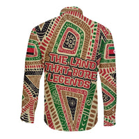 Darfur Sudan Long Sleeve Button Shirt with Red Green Beige Tribal Pattern - Wonder Print Shop