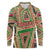 Darfur Sudan Long Sleeve Polo Shirt with Red Green Beige Tribal Pattern - Wonder Print Shop