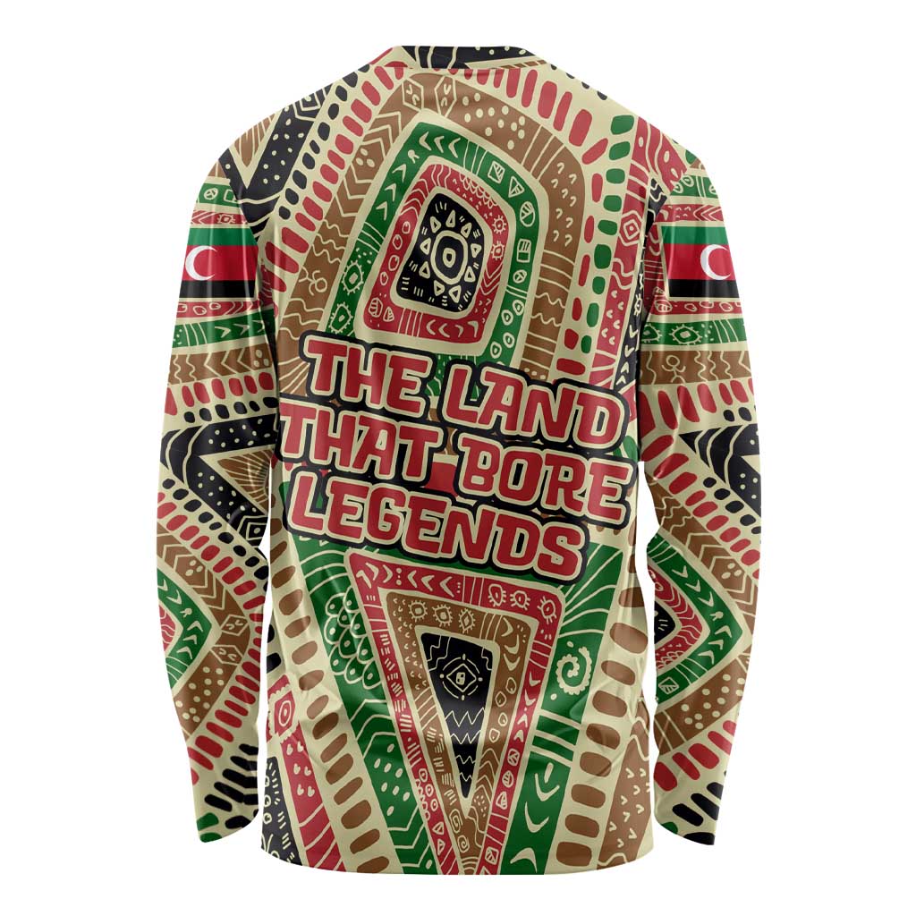 Darfur Sudan Long Sleeve Shirt with Red Green Beige Tribal Pattern - Wonder Print Shop