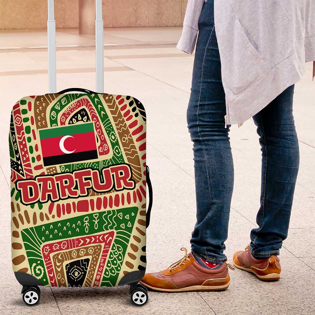 Darfur Sudan Luggage Cover with Red Green Beige Tribal Pattern - Wonder Print Shop