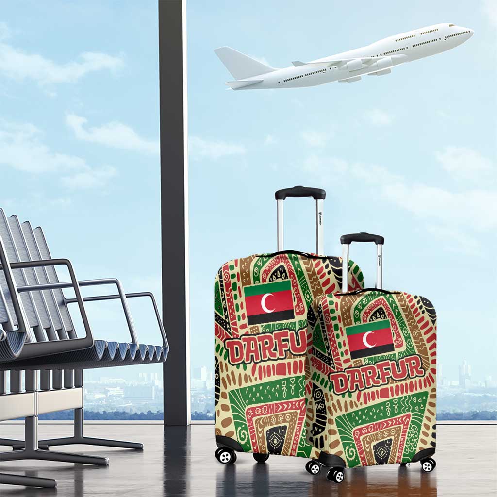 Darfur Sudan Luggage Cover with Red Green Beige Tribal Pattern - Wonder Print Shop