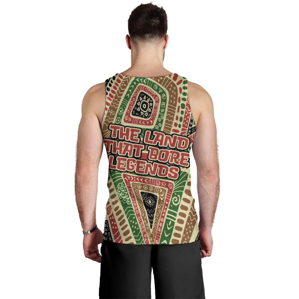 Darfur Sudan Men Tank Top with Red Green Beige Tribal Pattern - Wonder Print Shop