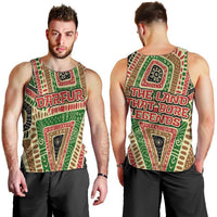 Darfur Sudan Men Tank Top with Red Green Beige Tribal Pattern - Wonder Print Shop