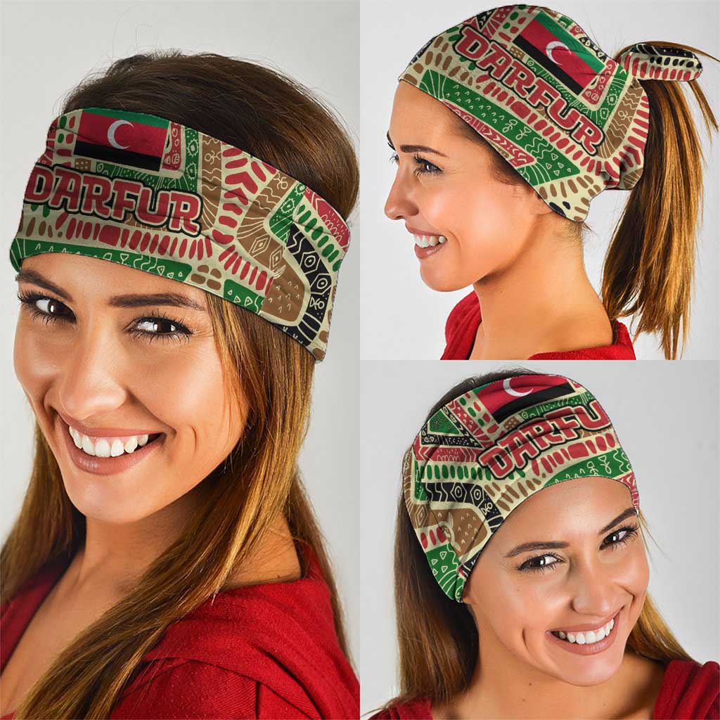 Darfur Sudan Neck Gaiter with Red Green Beige Tribal Pattern - Wonder Print Shop