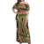 Darfur Sudan Off Shoulder Maxi Dress with Red Green Beige Tribal Pattern - Wonder Print Shop