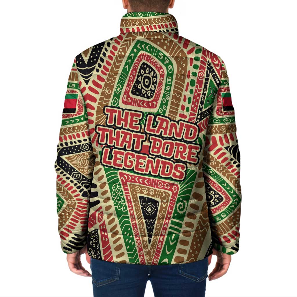 Darfur Sudan Padded Jacket with Red Green Beige Tribal Pattern - Wonder Print Shop