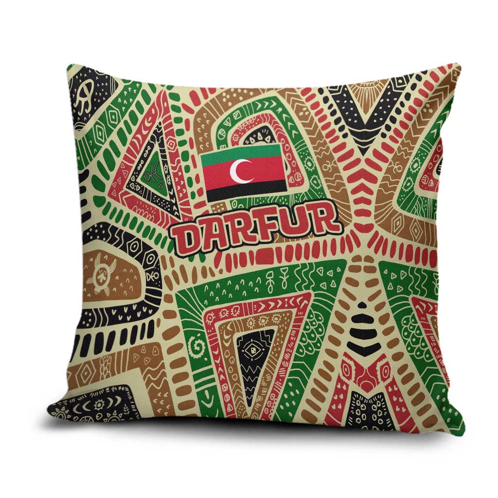 Darfur Sudan Pillow Cover with Red Green Beige Tribal Pattern - Wonder Print Shop