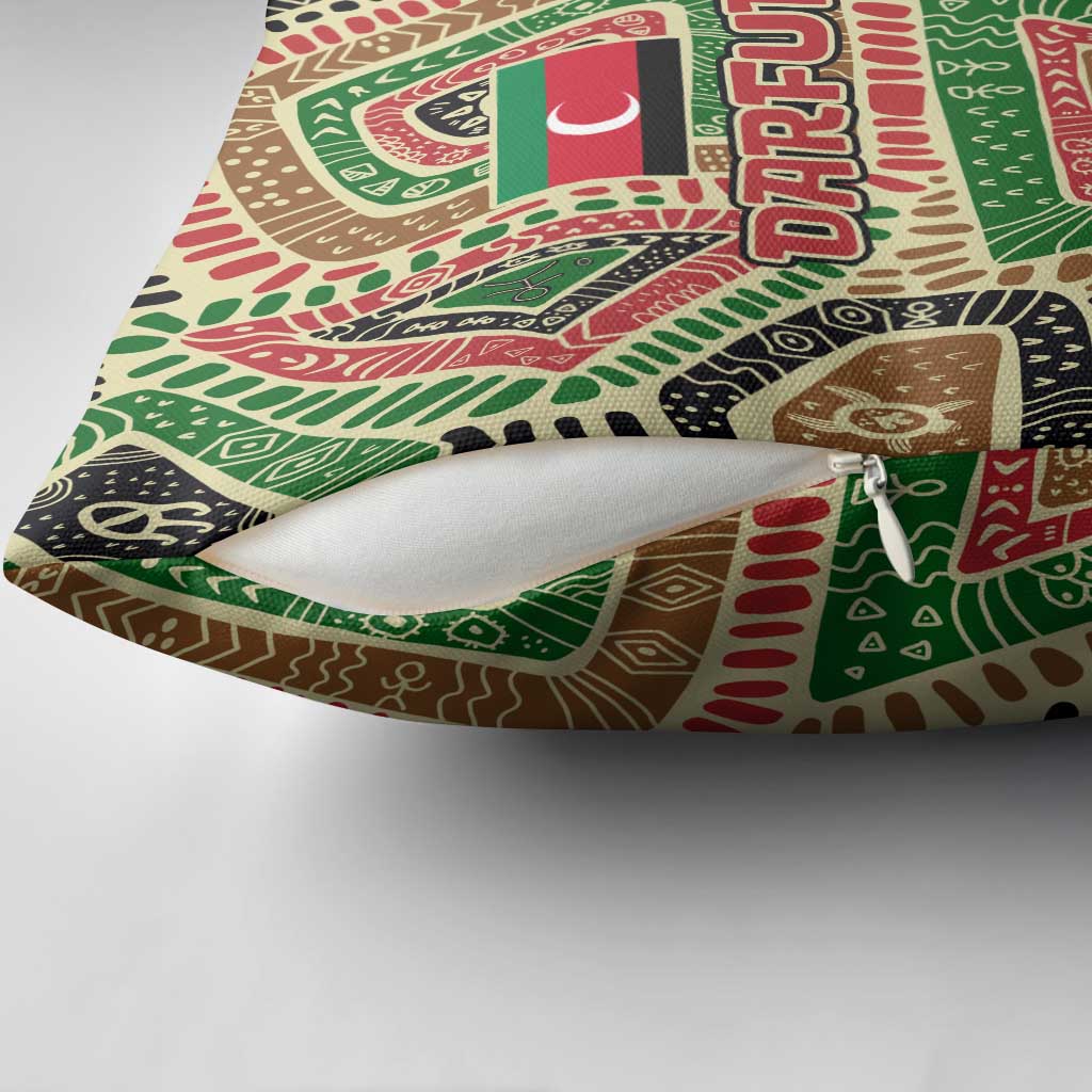 Darfur Sudan Pillow Cover with Red Green Beige Tribal Pattern - Wonder Print Shop