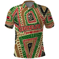 Darfur Sudan Polo Shirt with Red Green Beige Tribal Pattern - Wonder Print Shop