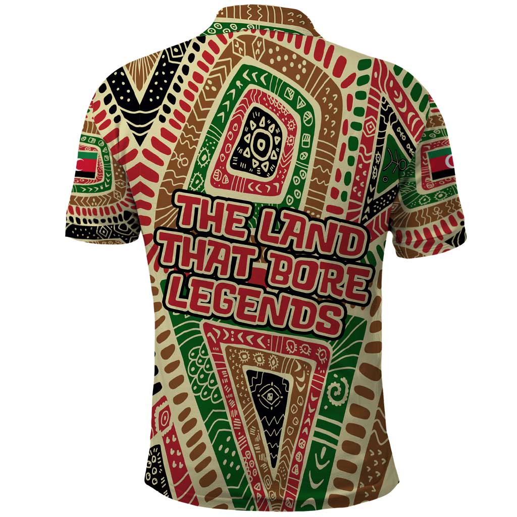 Darfur Sudan Polo Shirt with Red Green Beige Tribal Pattern - Wonder Print Shop