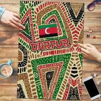 Darfur Sudan Puzzle with Red Green Beige Tribal Pattern - Wonder Print Shop