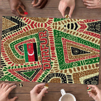 Darfur Sudan Puzzle with Red Green Beige Tribal Pattern - Wonder Print Shop