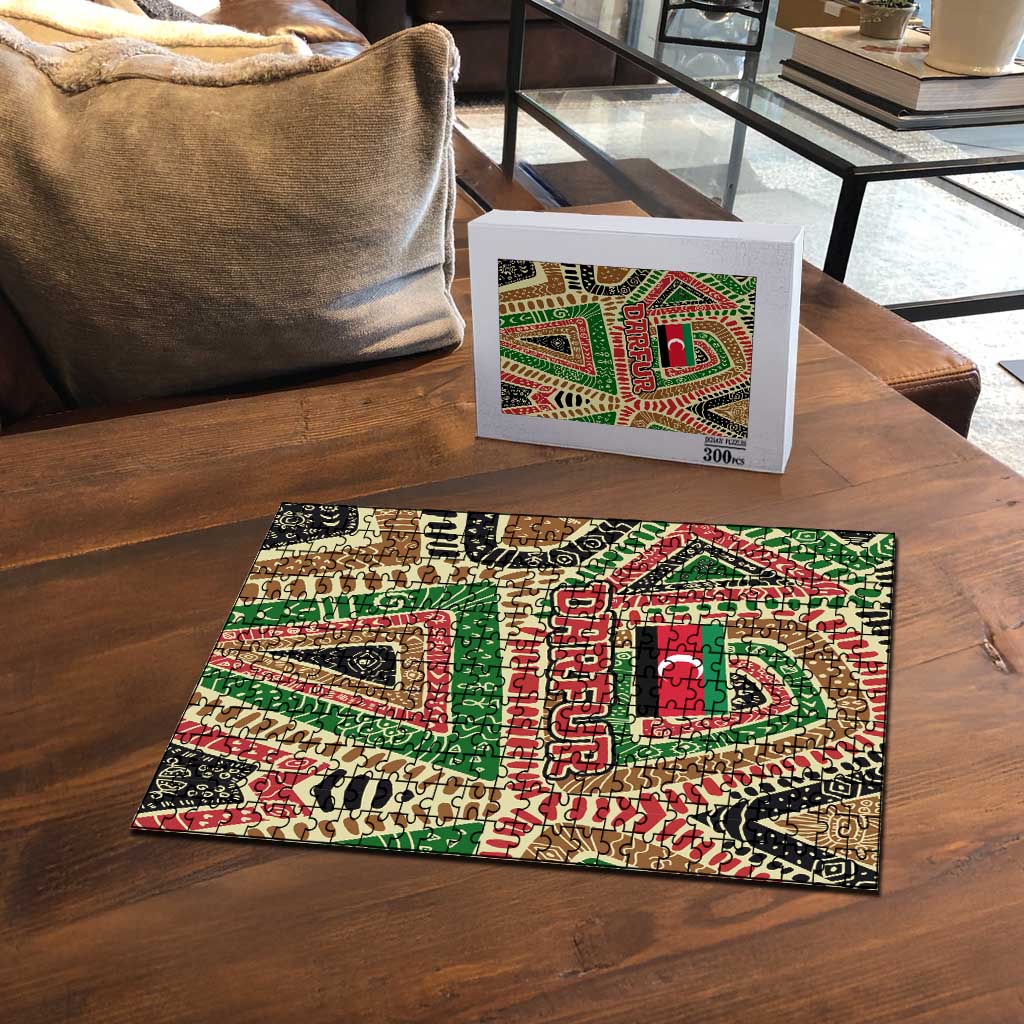 Darfur Sudan Puzzle with Red Green Beige Tribal Pattern - Wonder Print Shop
