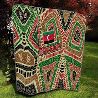 Darfur Sudan Quilt with Red Green Beige Tribal Pattern - Wonder Print Shop