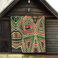 Darfur Sudan Quilt with Red Green Beige Tribal Pattern - Wonder Print Shop