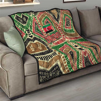 Darfur Sudan Quilt with Red Green Beige Tribal Pattern - Wonder Print Shop