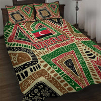 Darfur Sudan Quilt Bed Set with Red Green Beige Tribal Pattern - Wonder Print Shop