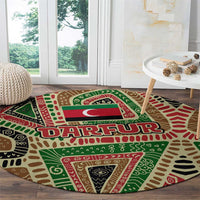 Darfur Sudan Round Carpet with Red Green Beige Tribal Pattern - Wonder Print Shop