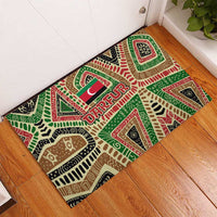 Darfur Sudan Rubber Doormat with Red Green Beige Tribal Pattern - Wonder Print Shop