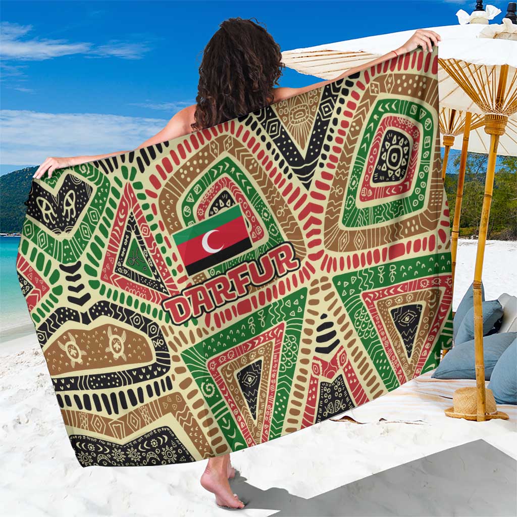 Darfur Sudan Sarong with Red Green Beige Tribal Pattern - Wonder Print Shop