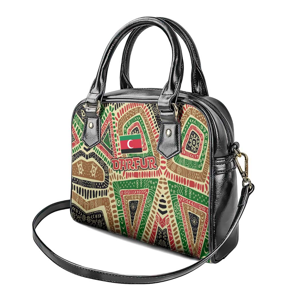 Darfur Sudan Shoulder Handbag with Red Green Beige Tribal Pattern - Wonder Print Shop