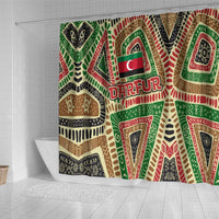Darfur Sudan Shower Curtain with Red Green Beige Tribal Pattern - Wonder Print Shop