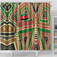 Darfur Sudan Shower Curtain with Red Green Beige Tribal Pattern - Wonder Print Shop