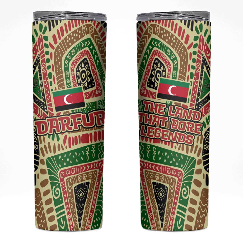 Darfur Sudan Skinny Tumbler with Red Green Beige Tribal Pattern - Wonder Print Shop