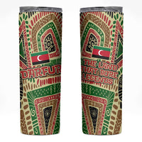 Darfur Sudan Skinny Tumbler with Red Green Beige Tribal Pattern - Wonder Print Shop