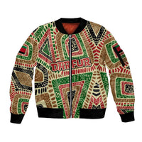 Darfur Sudan Sleeve Zip Bomber Jacket with Red Green Beige Tribal Pattern - Wonder Print Shop