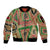 Darfur Sudan Sleeve Zip Bomber Jacket with Red Green Beige Tribal Pattern - Wonder Print Shop