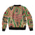 Darfur Sudan Sleeve Zip Bomber Jacket with Red Green Beige Tribal Pattern - Wonder Print Shop