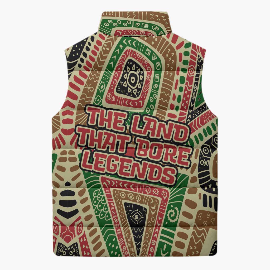 Darfur Sudan Sleeveless Puffer Jacket with Red Green Beige Tribal Pattern - Wonder Print Shop