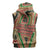 Darfur Sudan Sleeveless Zip Hoodie with Red Green Beige Tribal Pattern - Wonder Print Shop