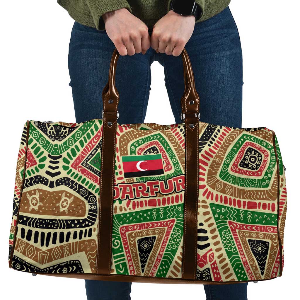 Darfur Sudan Travel Bag with Red Green Beige Tribal Pattern - Wonder Print Shop