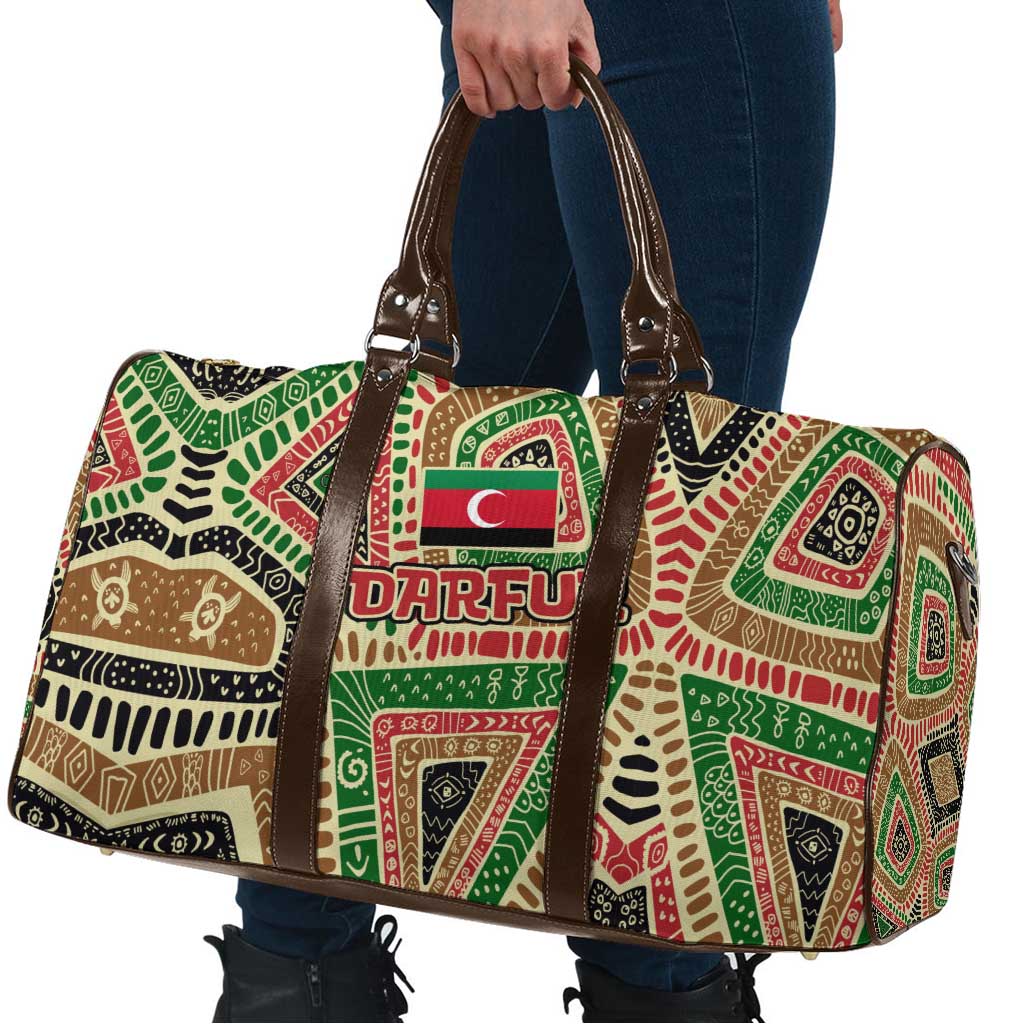 Darfur Sudan Travel Bag with Red Green Beige Tribal Pattern - Wonder Print Shop