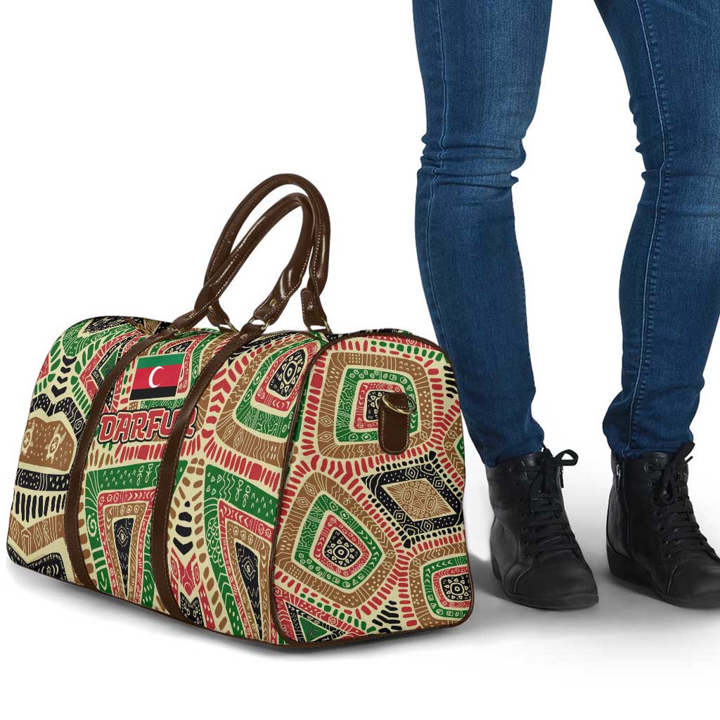 Darfur Sudan Travel Bag with Red Green Beige Tribal Pattern - Wonder Print Shop