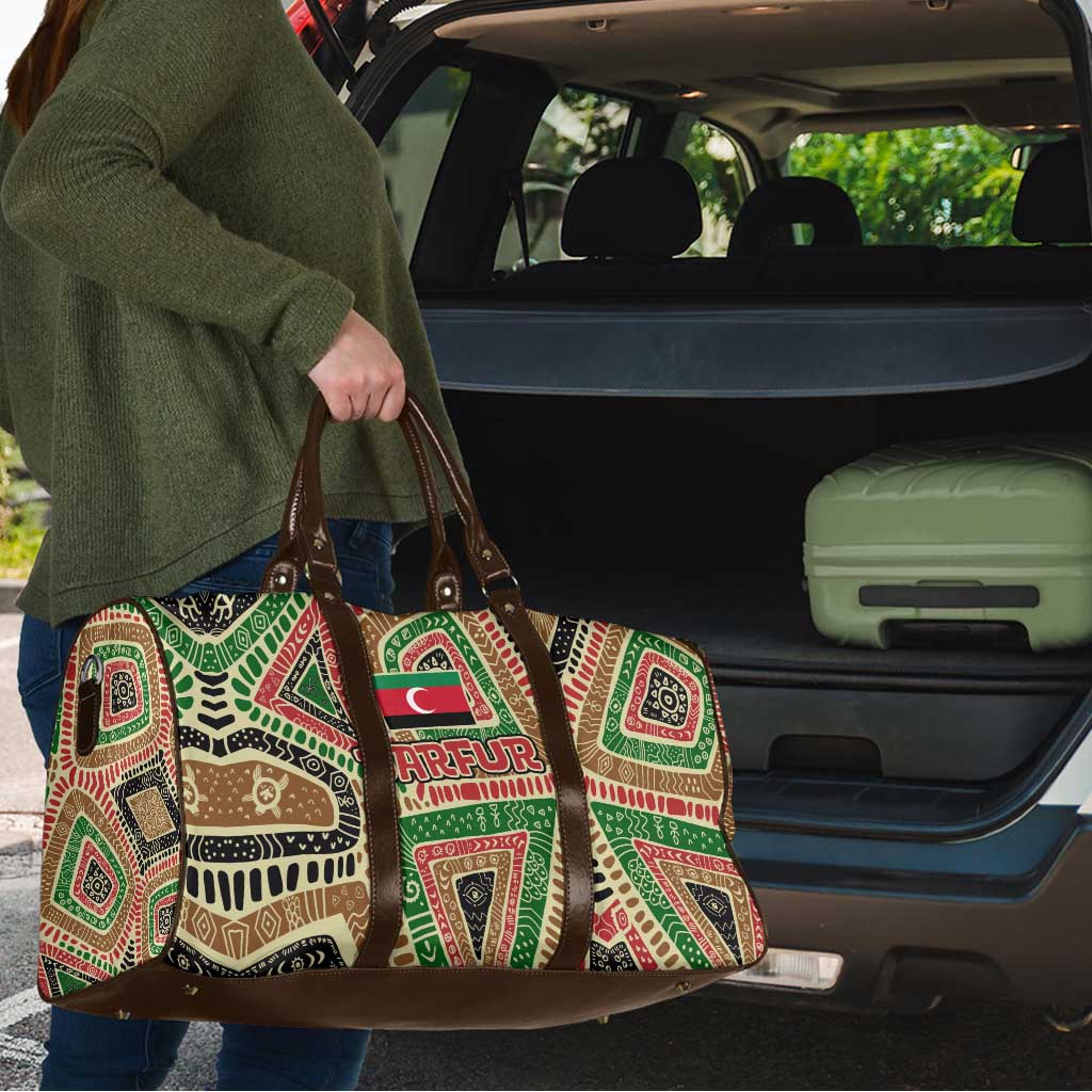 Darfur Sudan Travel Bag with Red Green Beige Tribal Pattern - Wonder Print Shop