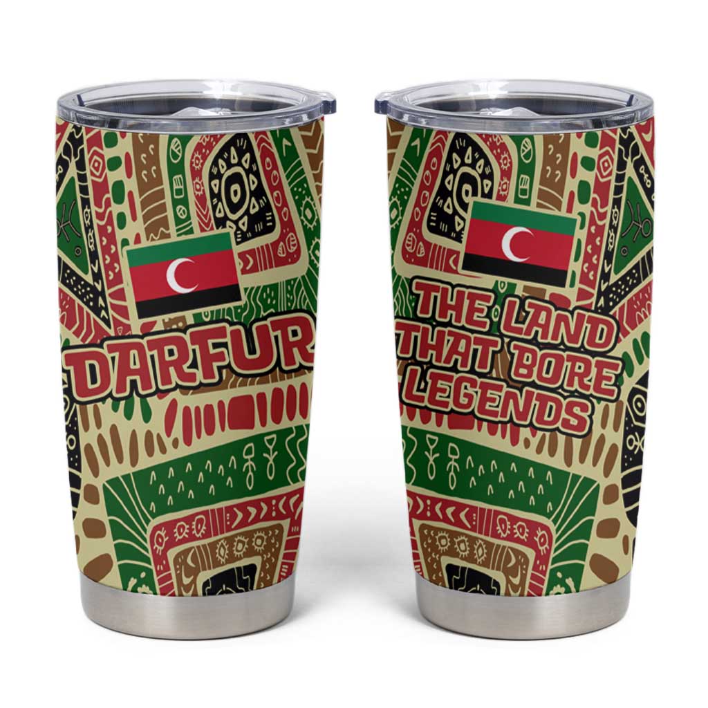 Darfur Sudan Tumbler Cup with Red Green Beige Tribal Pattern - Wonder Print Shop