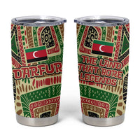 Darfur Sudan Tumbler Cup with Red Green Beige Tribal Pattern - Wonder Print Shop