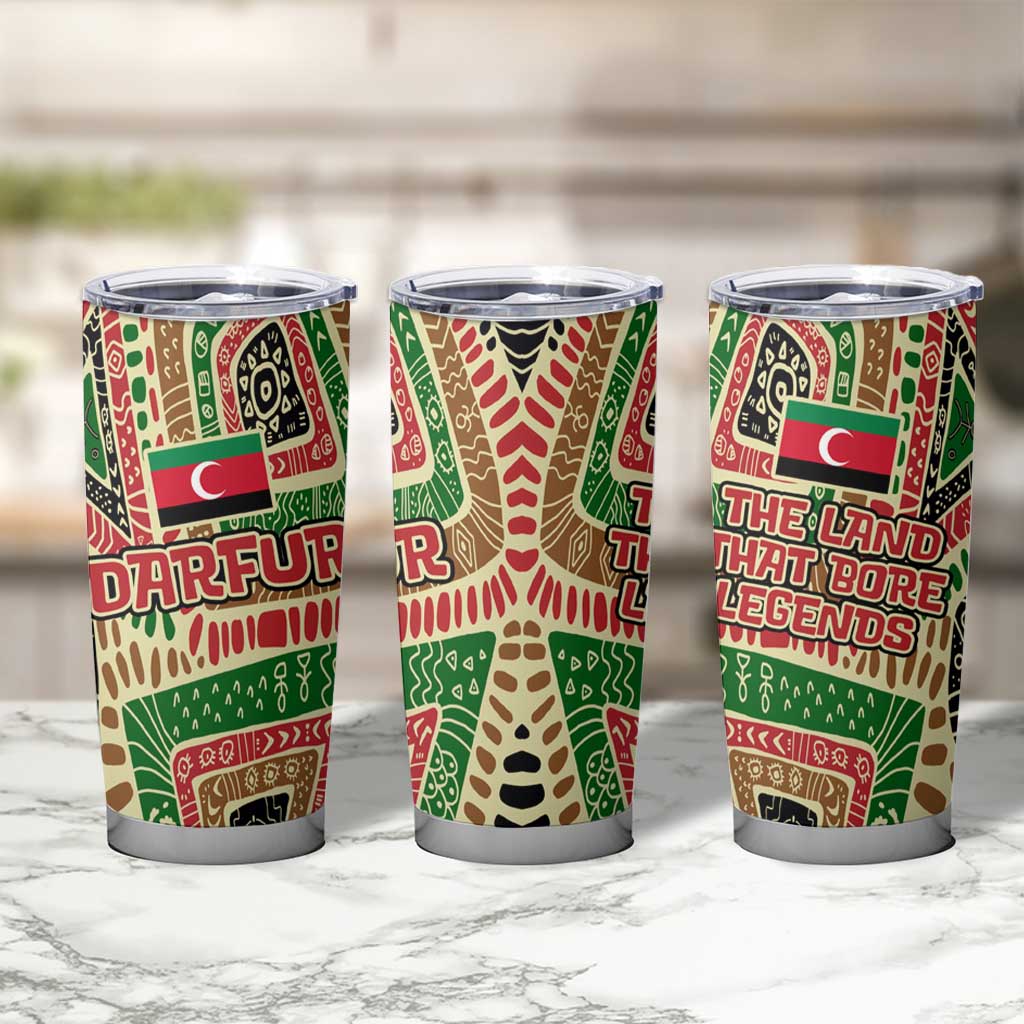 Darfur Sudan Tumbler Cup with Red Green Beige Tribal Pattern - Wonder Print Shop