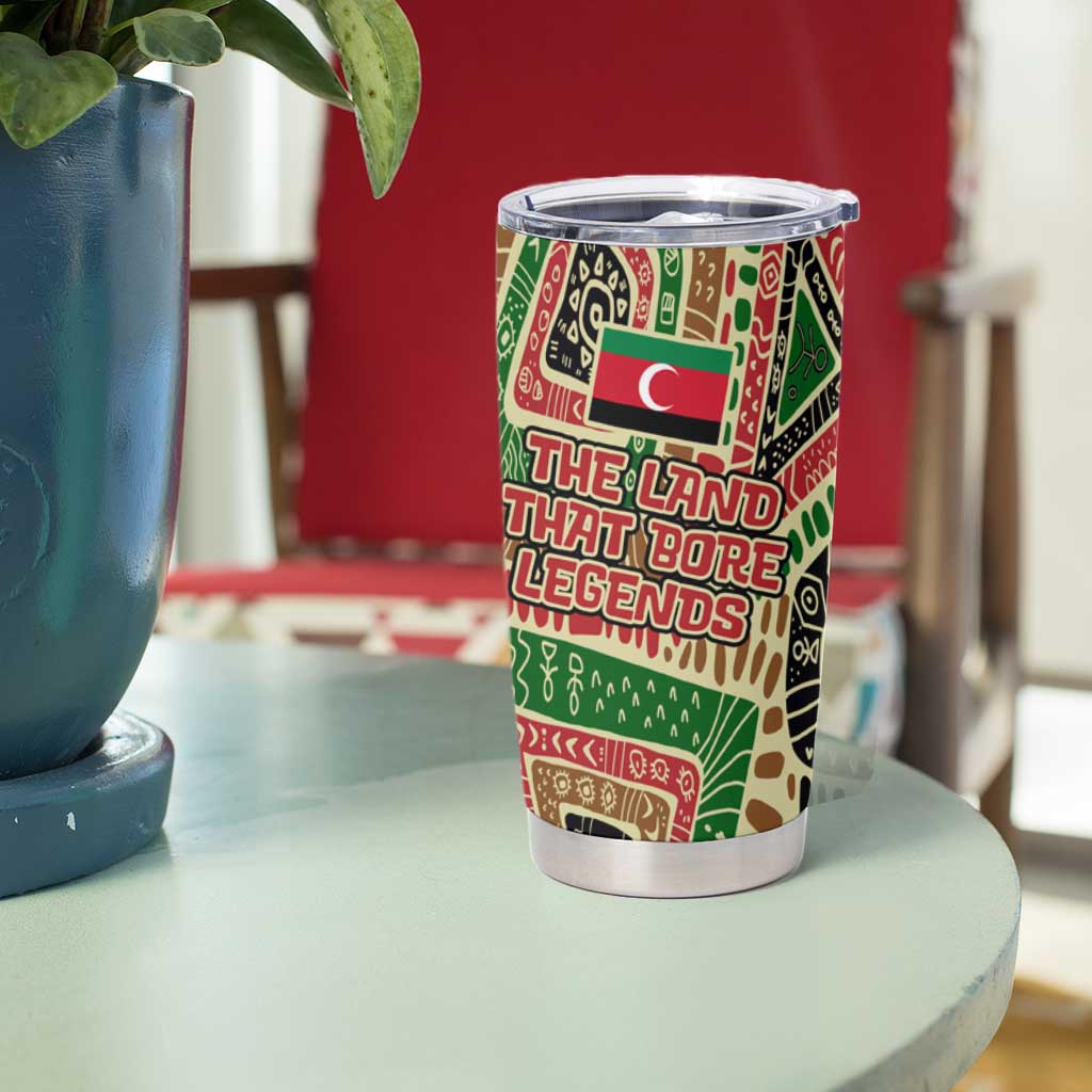 Darfur Sudan Tumbler Cup with Red Green Beige Tribal Pattern - Wonder Print Shop