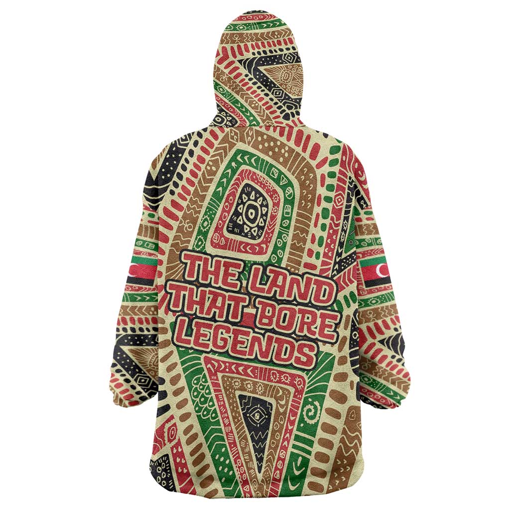 Darfur Sudan Wearable Blanket Hoodie with Red Green Beige Tribal Pattern - Wonder Print Shop