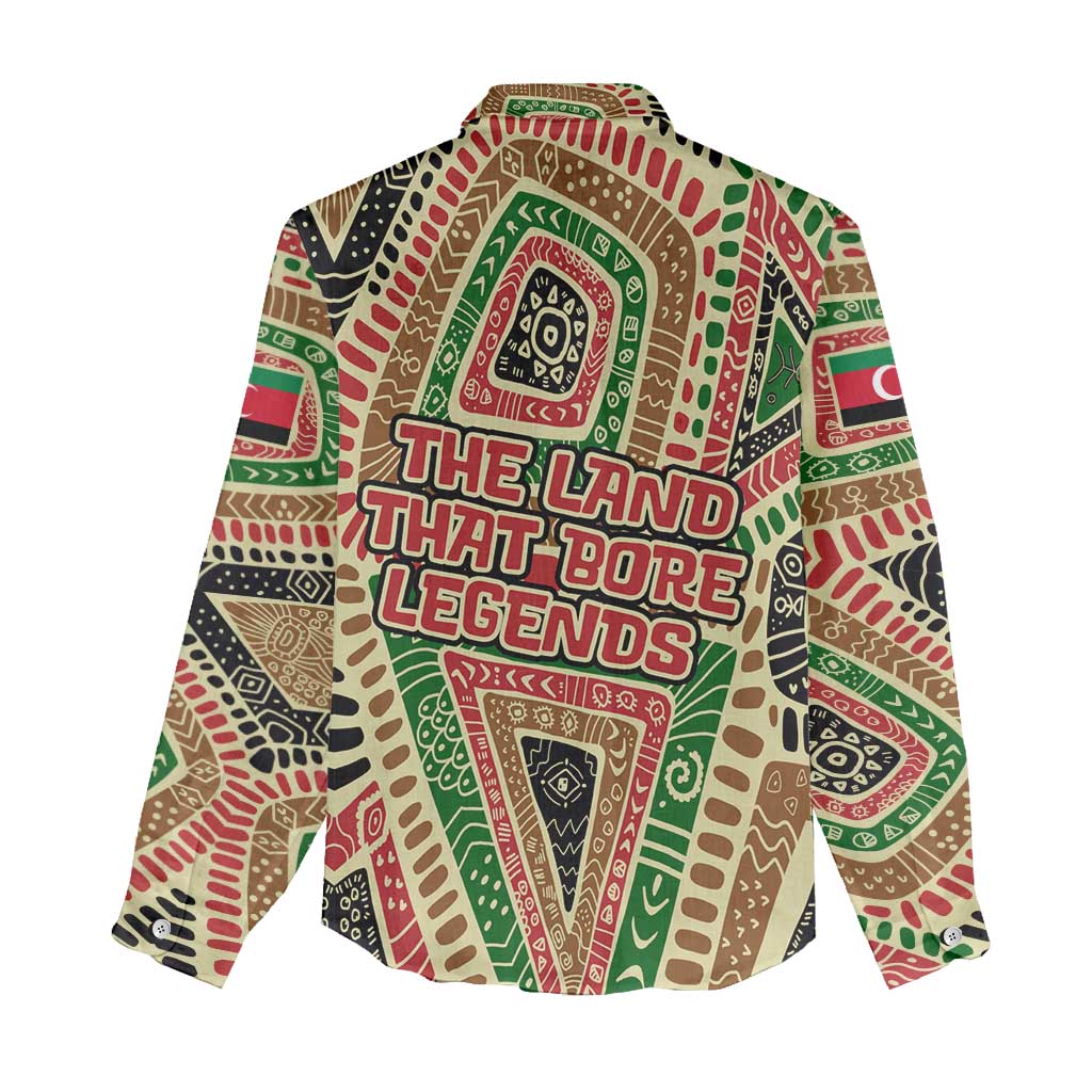 Darfur Sudan Women Casual Shirt with Red Green Beige Tribal Pattern - Wonder Print Shop