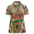 Darfur Sudan Women Polo Shirt with Red Green Beige Tribal Pattern - Wonder Print Shop