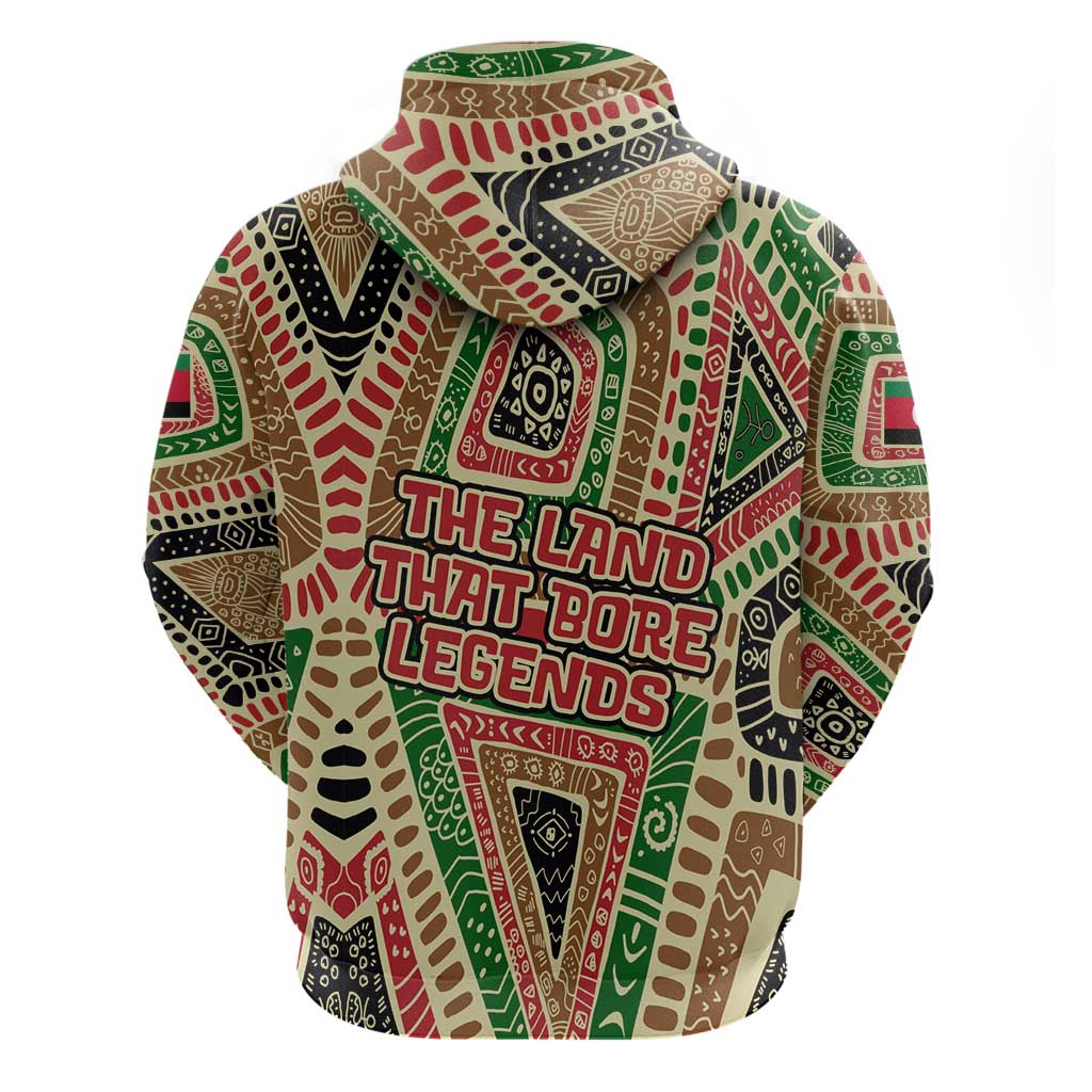Darfur Sudan Zip Hoodie with Red Green Beige Tribal Pattern - Wonder Print Shop