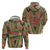 Darfur Sudan Zip Hoodie with Red Green Beige Tribal Pattern - Wonder Print Shop